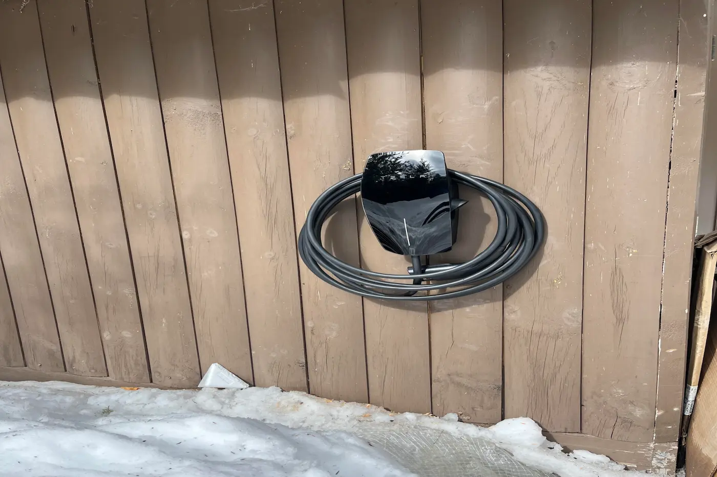 Level 2 EV charger installed in a Maine garage by CDS Energy